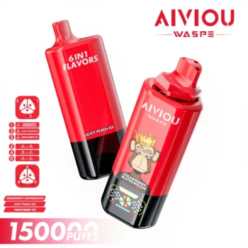 150k VAPE Waspe Aiviou 150000 6 in 1 - Strawberry Watermelon & Juicy Peach Ice & Triple Berry Ice