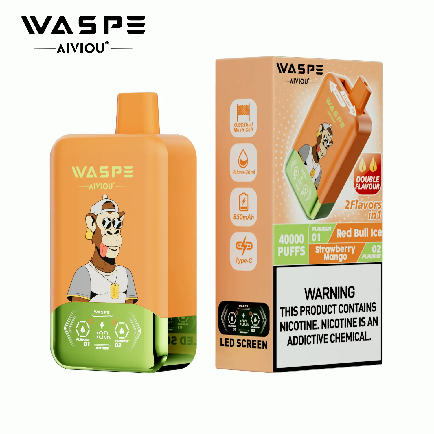 40k Vape Waspe Aiviou 40000 – Red Bull Ice & Strawberry Mango 40k VAPE Waspe Aiviou 40000 - Red Bull Ice & Strawberry Mango