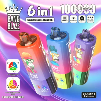 Bang Blaze 100K ブルーベリーアイス＆ラズベリーレモン＆ウォーターメロンバブルガム 3独立タンク LEDディスプレイ 電子タバコ