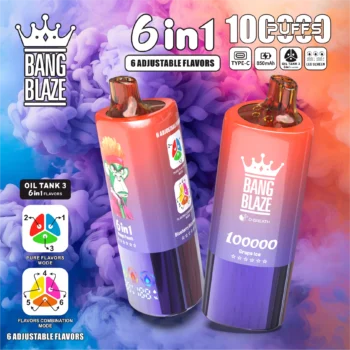 Bang Blaze 100K レモンロマンス＆ブルーベリーラズベリー＆ピーチメントール 3独立タンク LEDディスプレイ 電子タバコ