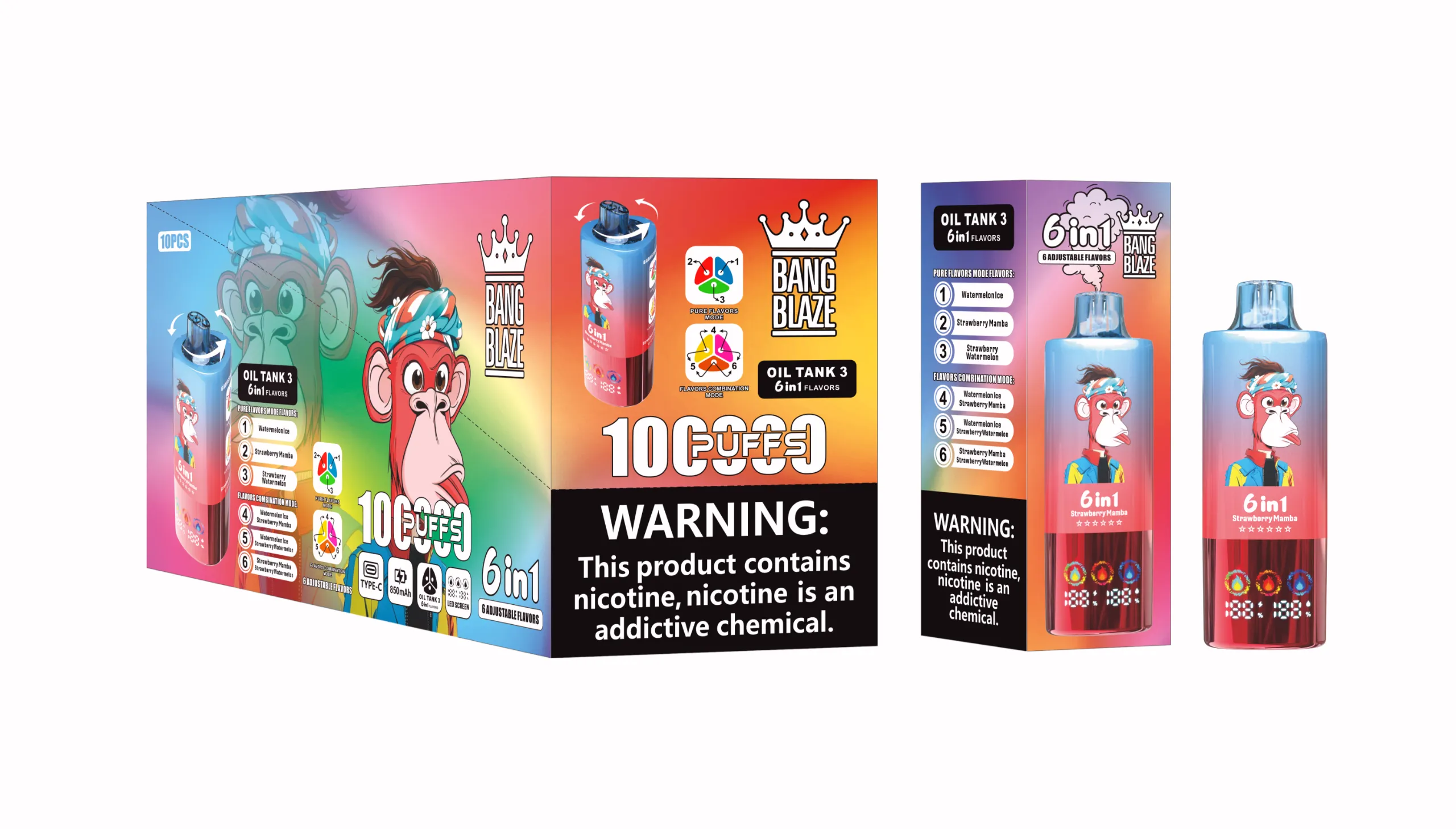 Bang 100k Bang Blaze 100000 Puff – Watermelon Ice & Strawberry Mamba & Strawberry Watermelon Bang Blaze 100K ウォーターメロンアイス&ストロベリーマンバ&ストロベリーウォーターメロン 3-in-1 トリプルフレーバー VAPE 100,000パフ