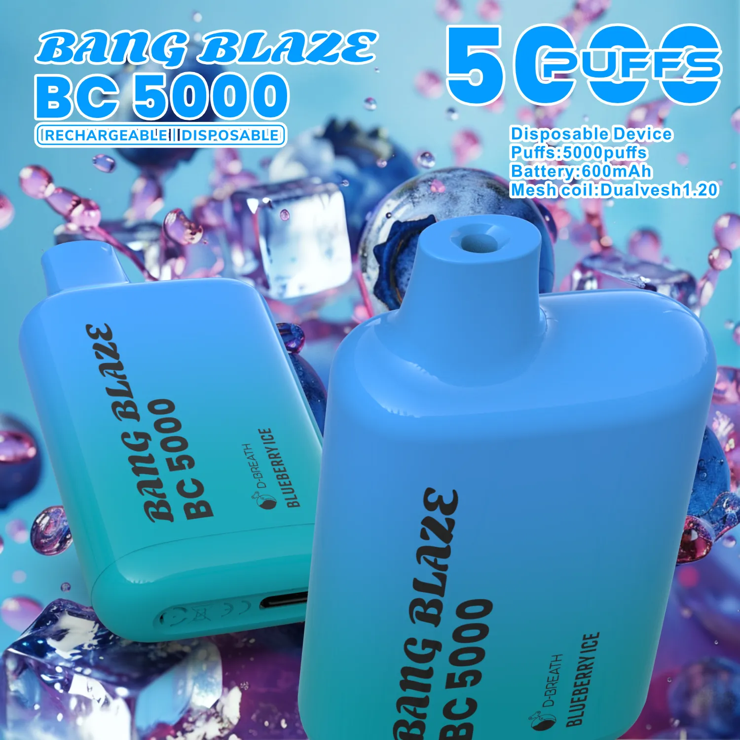 Bang Blaze BC5000 E Cigarette Vape - Blueberry Ice BANG Blaze BC5000 ブルーベリーアイス味 vape 初心者 5000パフ 使い捨てVAPE