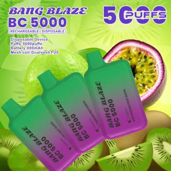 BANG Blaze BC5000 キウイパッションフルーツグアバ味 vape 使い方 5000パフ 使い捨てVAPE