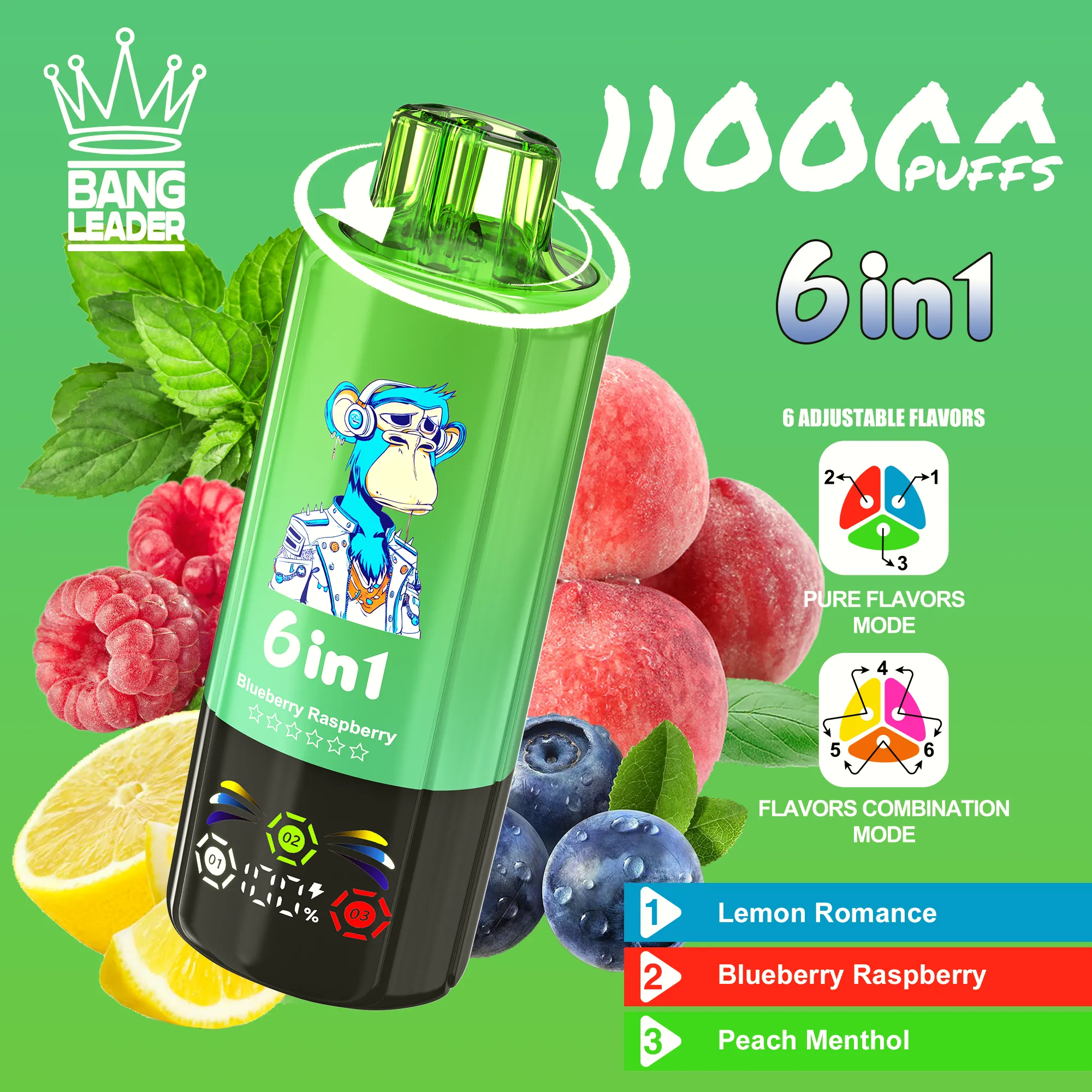 Bang Leader 110K - Lemon Romance & Blueberry Raspberry & Peach Menthol Bang Leader 110K – Lemon Romance & Blueberry Raspberry & Peach Menthol