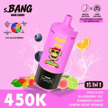 Bnag Leader 450k - Peach Ice & Blueberry Ice & Rainbow Candy & Lemon Sour Orange