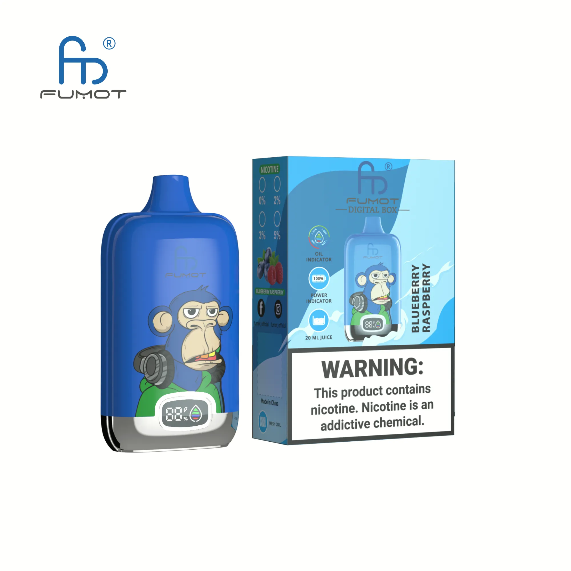 Fumot RandM Digital Box – Blueberry Raspberry #3 Fumot RandM Digital Box 12000 – Blue Sour Raspberry - 使い捨てVAPE製品画像 | vapes