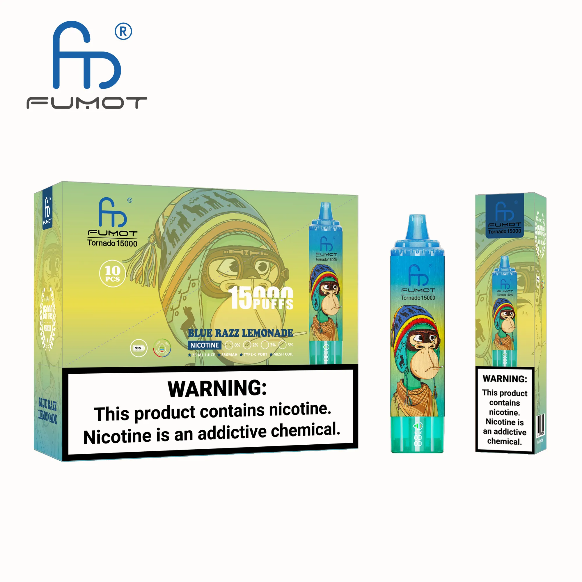 Fumot RandM Tornado 15000 – Blue Razz Lemonade #1 Fumot RandM Tornado 15000 – Blue Razz Lemonade - 使い捨てVAPE製品画像 | vapes