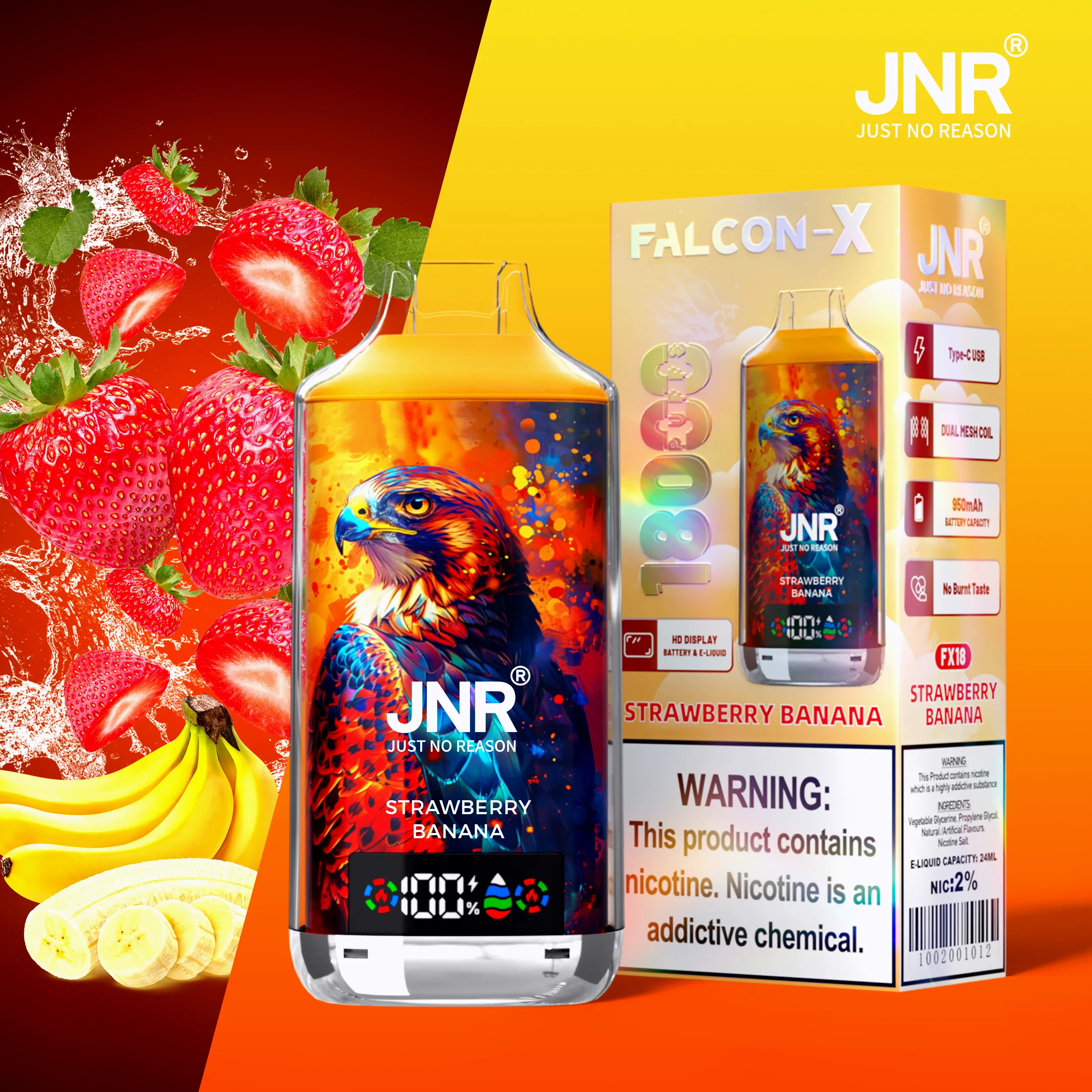 JNR Falcon X 18000 – Strawberry Banana JNR Falcon-X 18000 Strawberry Banana 本体画像