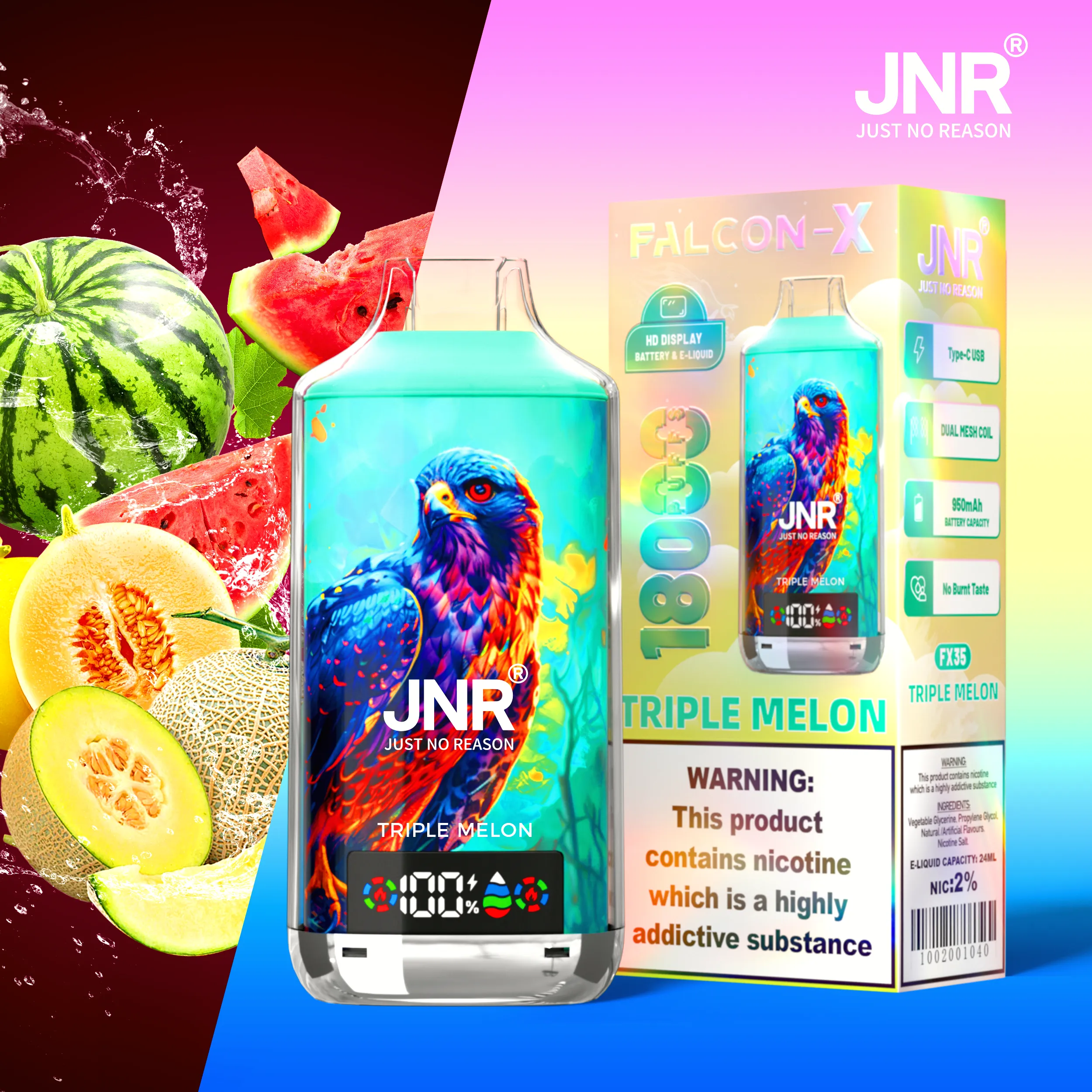JNR Falcon X 18000 – Triple Melon JNR Falcon-X 18000 Triple Melon 使い捨てVAPE