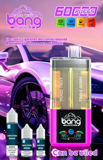 Bang 60000 ミックスフルーツ＆トリプルベリー 2-in-1 デュアルフレーバー VAPE 60000パフ