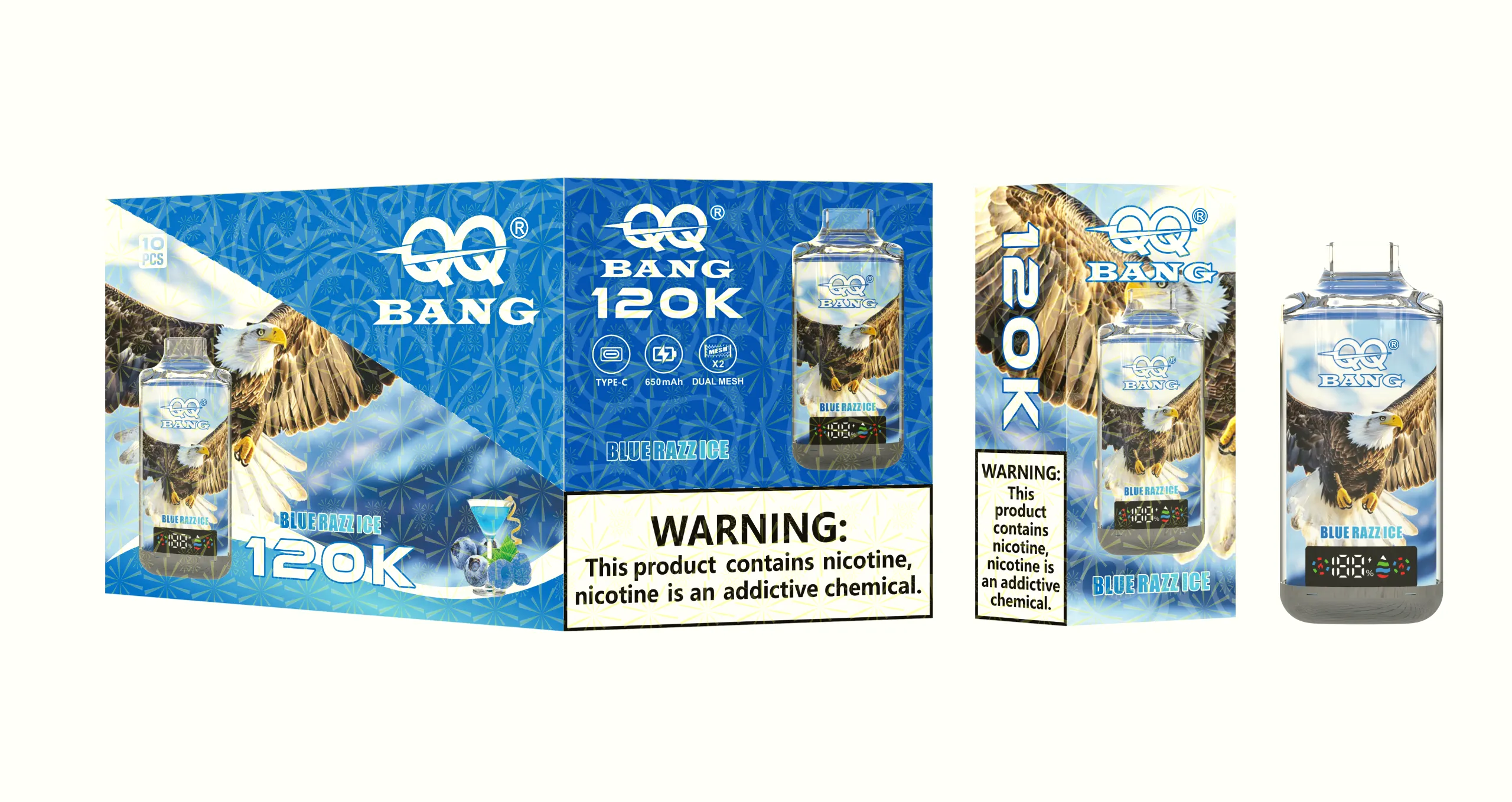 QQ BANG 120K 120000 Puffs – blue razz ice QQ BANG 120K 120000 パフ - blue razz ice