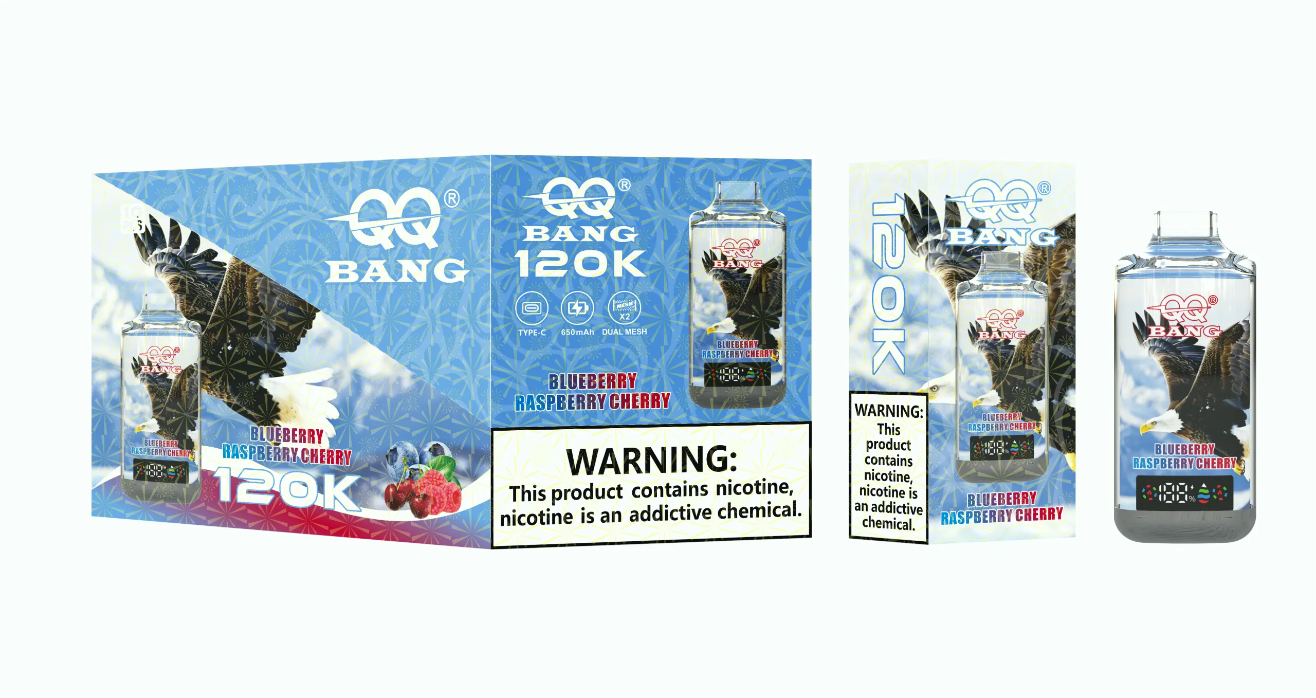 QQ BANG 120K 120000 Puffs – blueberry raspberry cherry QQ BANG 120K 120000 パフ - blueberry raspberry cherry