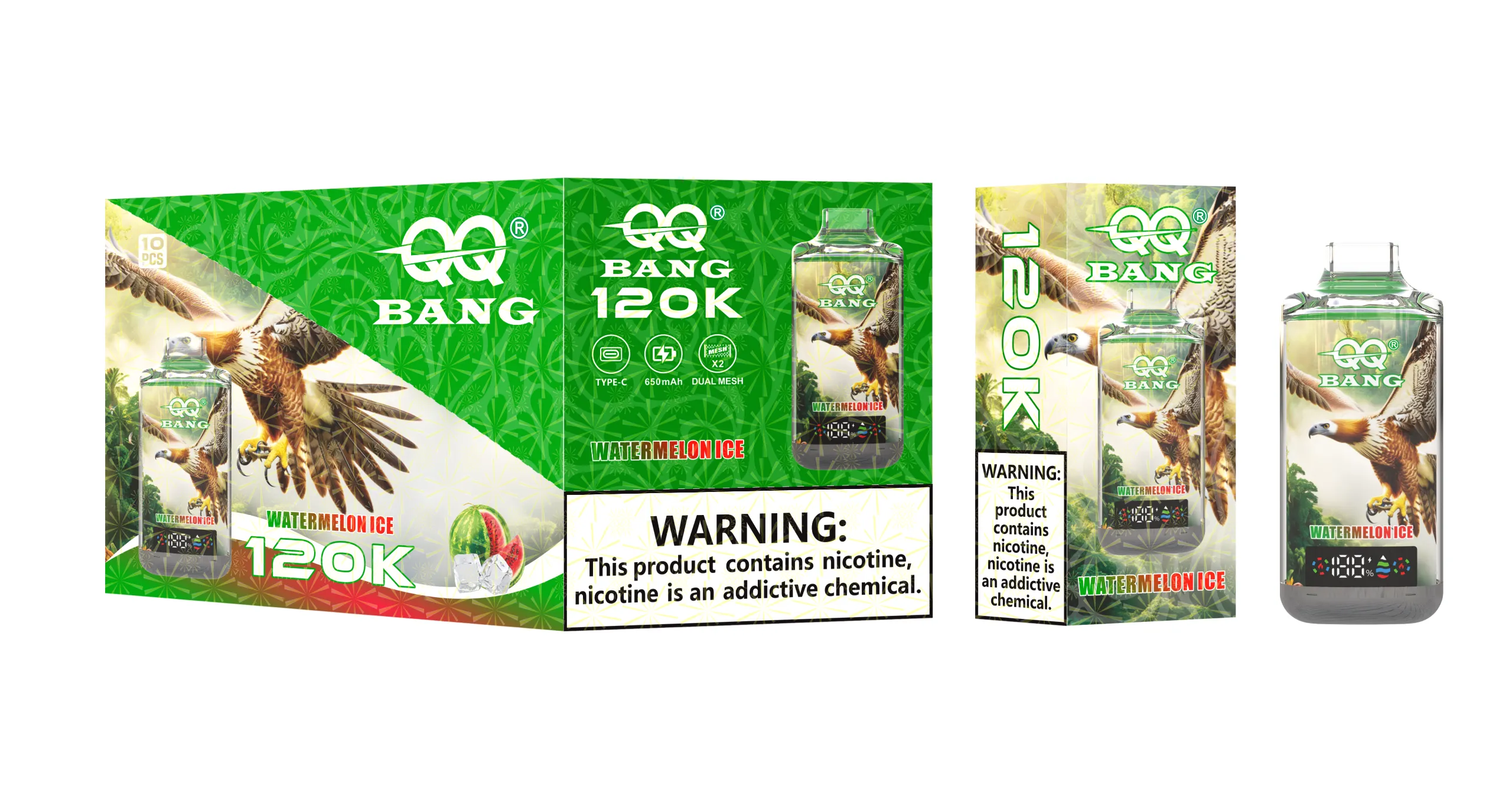 QQ BANG 120K 120000 Puffs – watermelon ice QQ BANG 120K 120000 パフ - watermelon ice