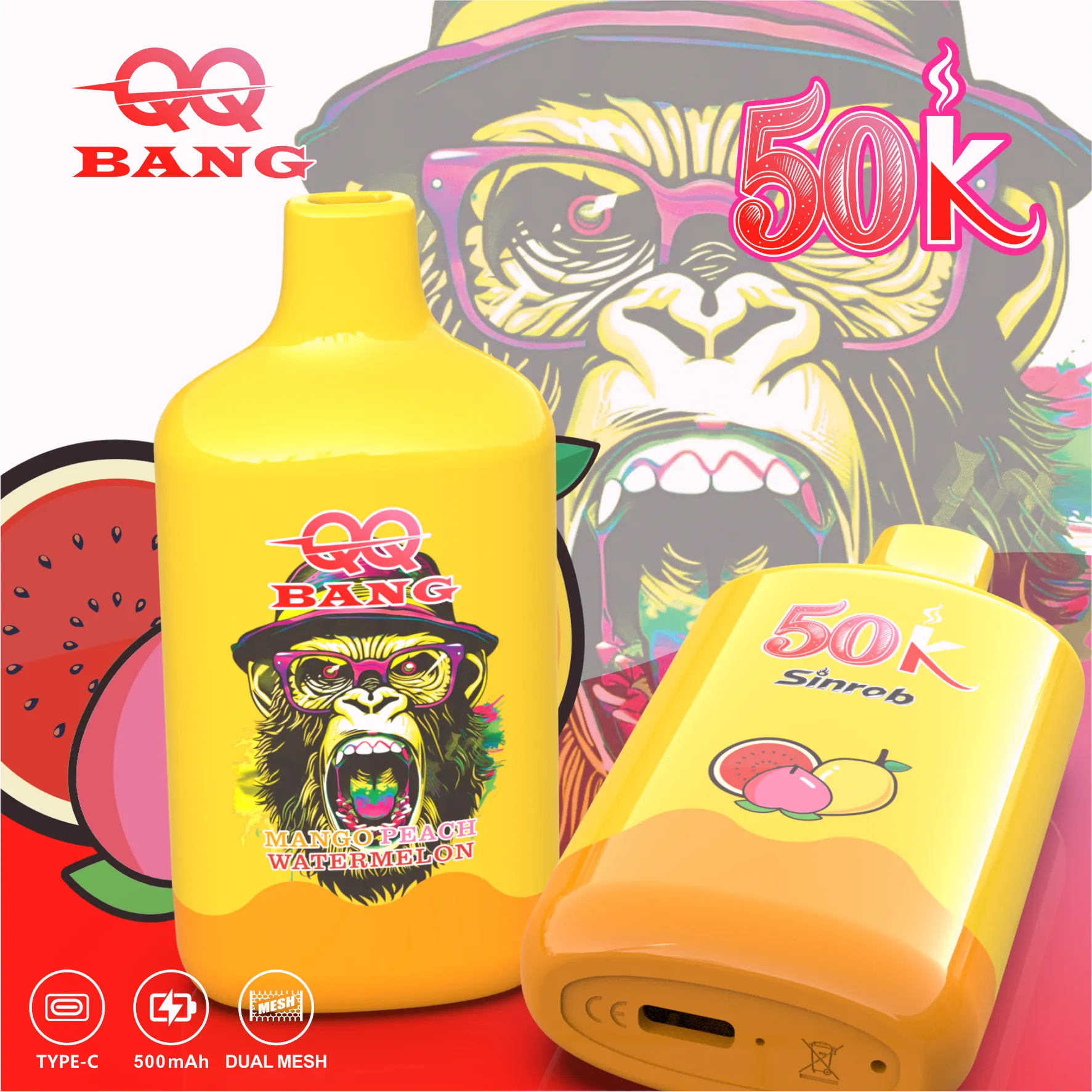 QQ BANG 50K 50000 Puffs -mango peach watermelon QQ BANG 50K 50000 パフ -mango peach watermelon