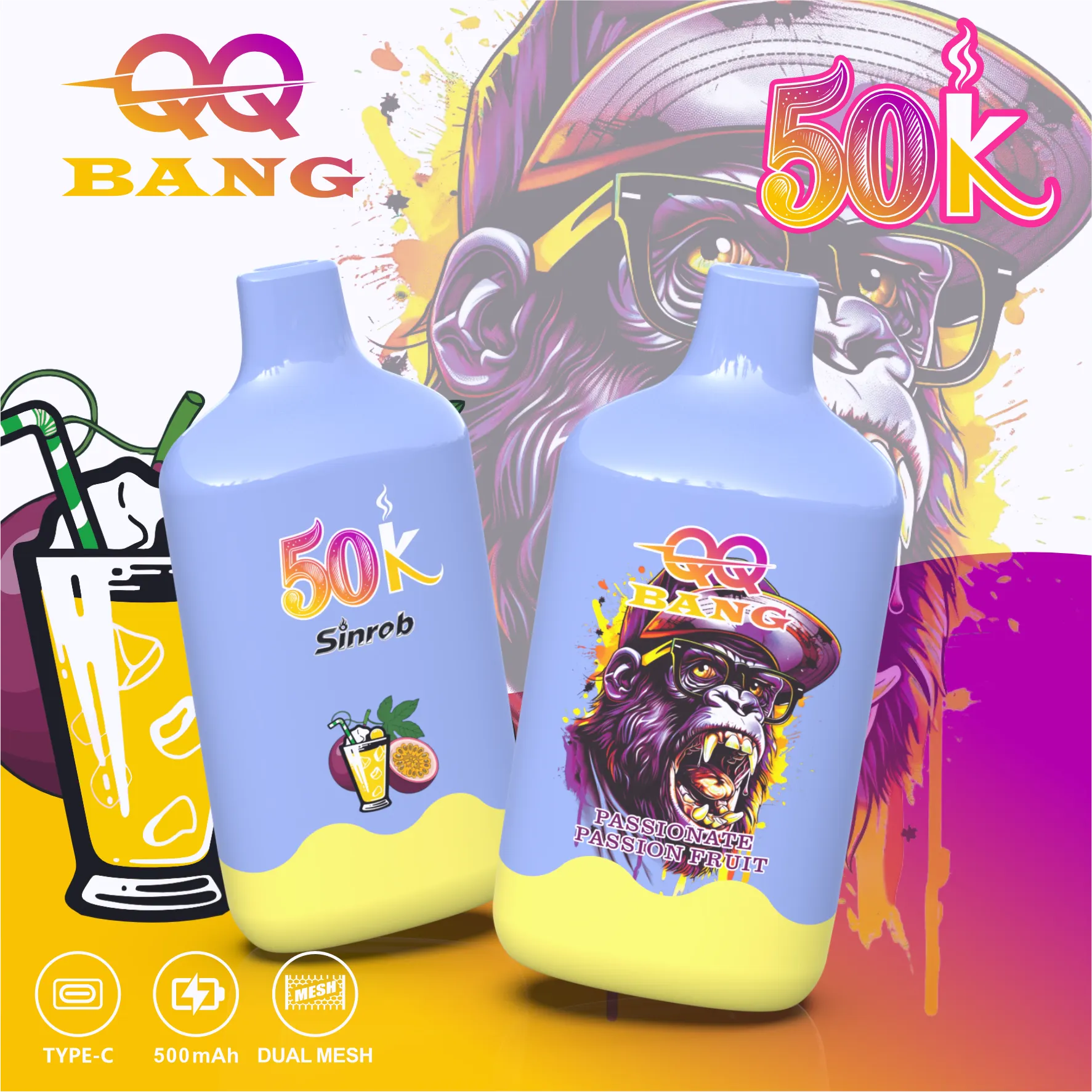 QQ BANG 50K 50000 Puffs -passionate passion fruit QQ BANG 50K 50000 パフ -passionate passion fruit