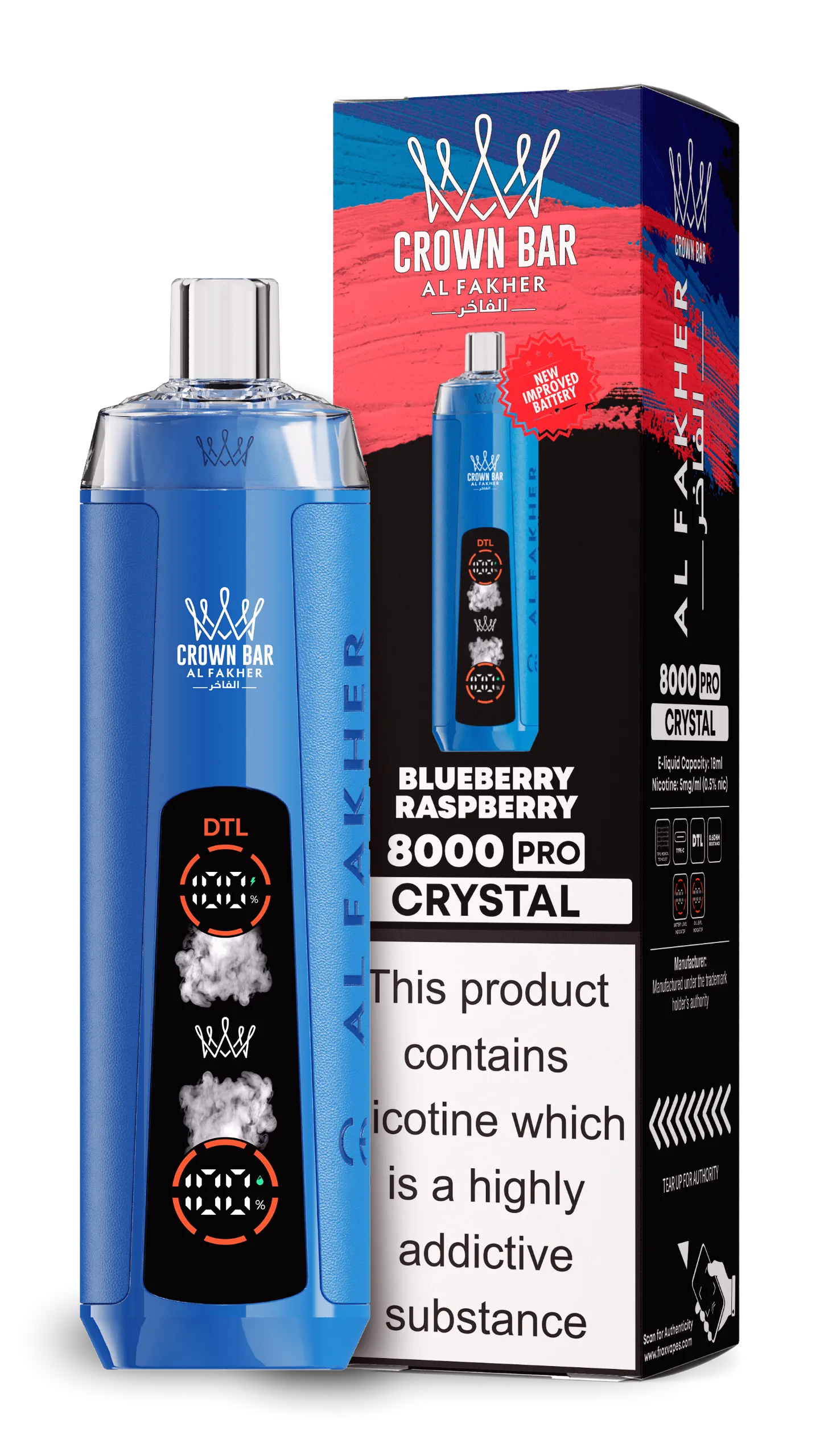 al-fakher-8000-crystal-8000-puffar-blueberry-raspberry AL Fakher 8000 Crystal – Blueberry Raspberry - 使い捨てVAPE製品画像 | vapes
