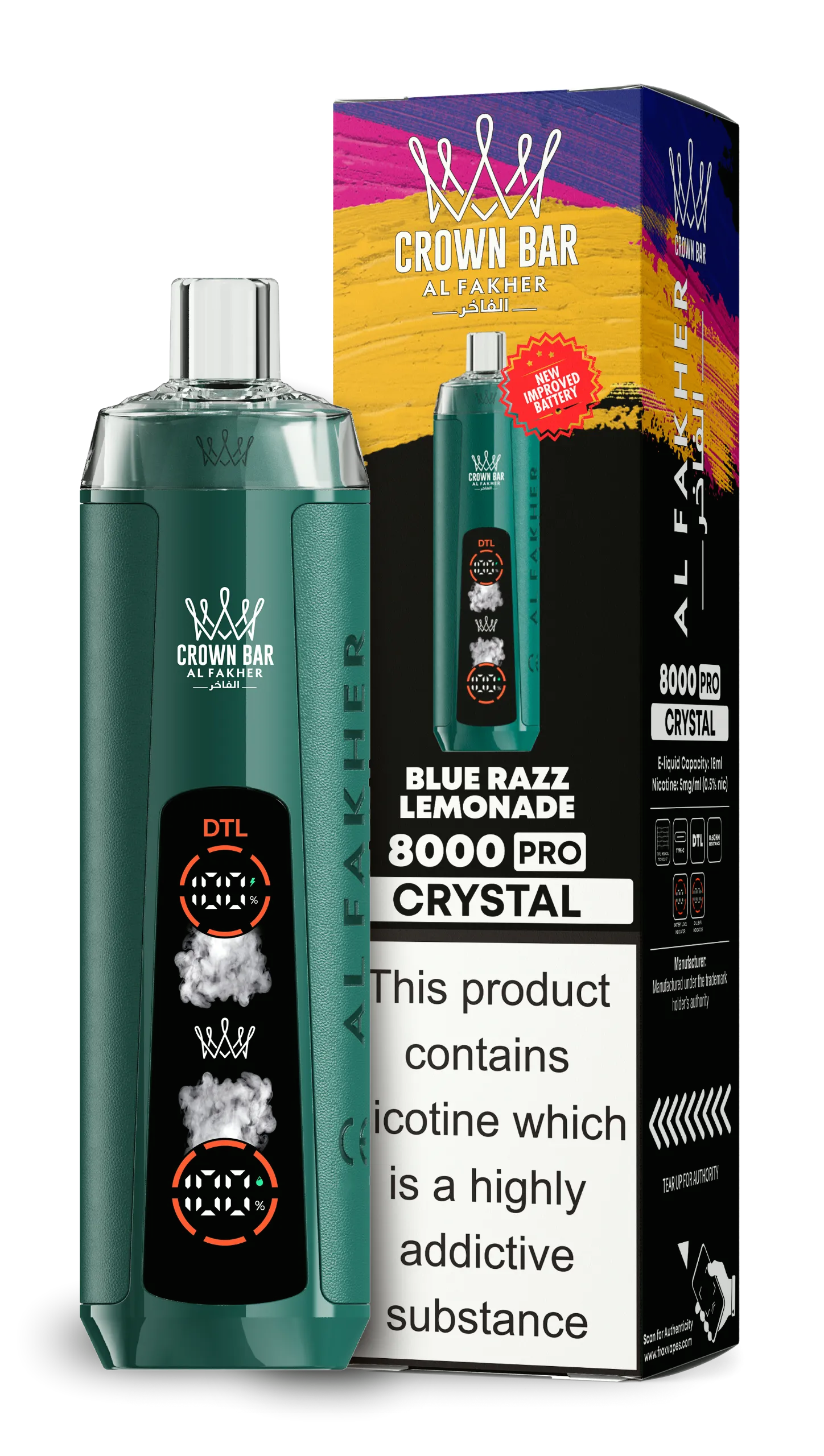 al-fakher-8000-crystal-8000-puffar-bluerazzlemonade AL Fakher 8000 Crystal – Blue Razz Lemonade - 使い捨てVAPE製品画像 | vapes