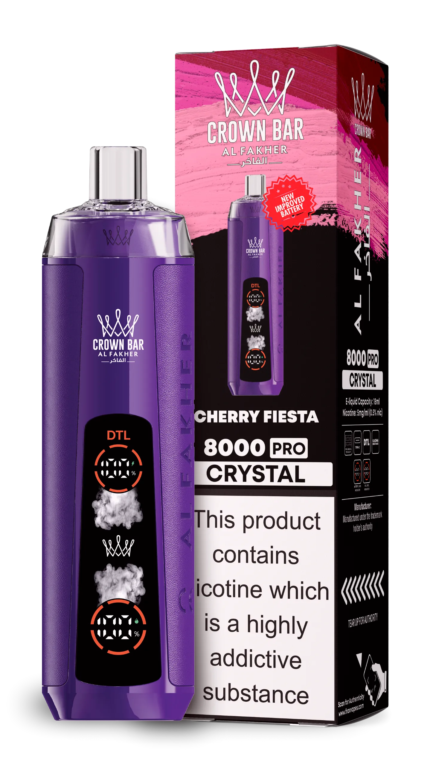 al-fakher-8000-crystal-8000-puffar-cherry-fiesta AL Fakher 8000 Crystal – Cherry Fiesta - 使い捨てVAPE製品画像 | vapes