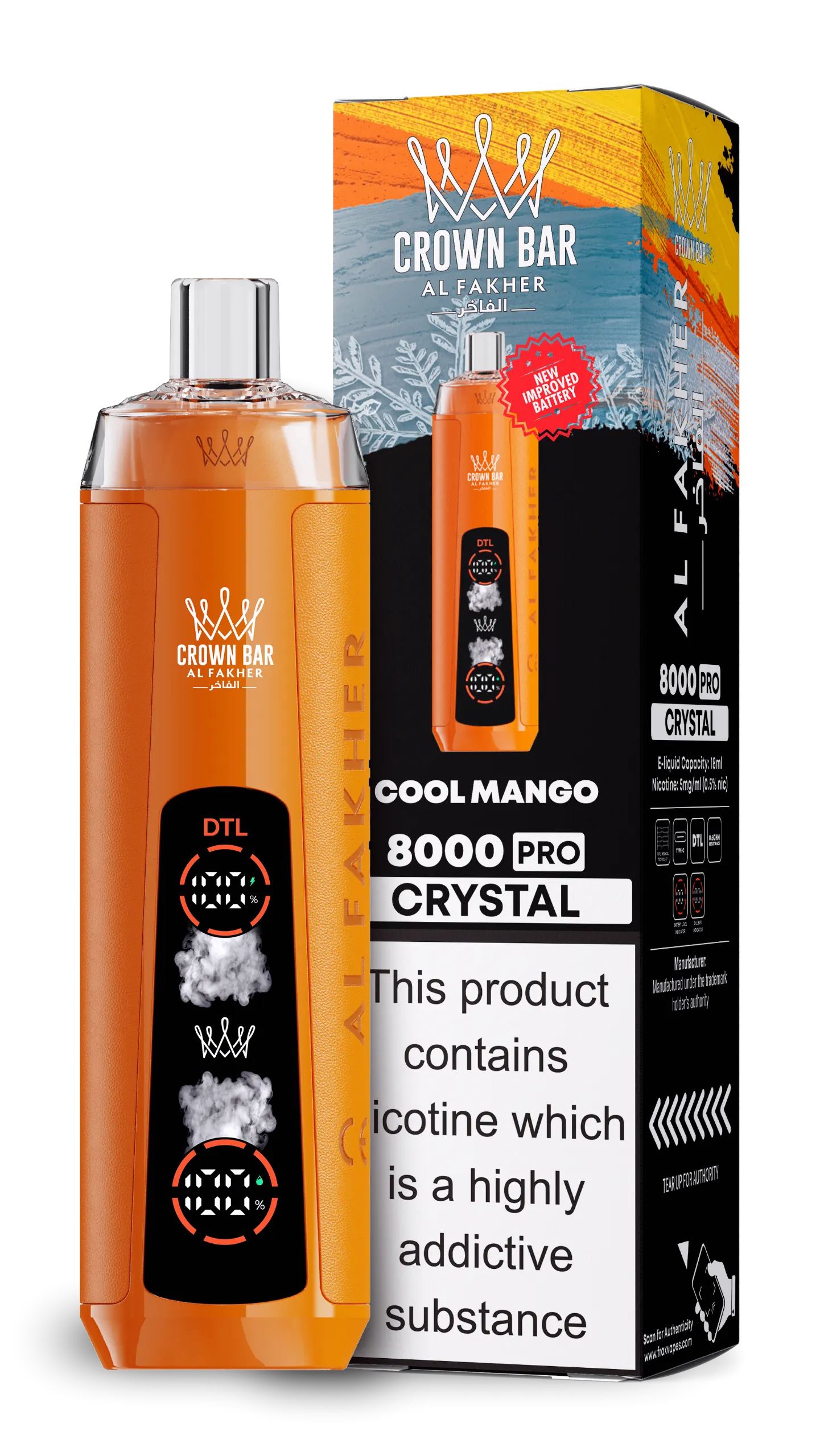 al-fakher-8000-crystal-8000-puffar-cool-mango AL Fakher 8000 Crystal – Cool Mango - 使い捨てVAPE製品画像 | vapes