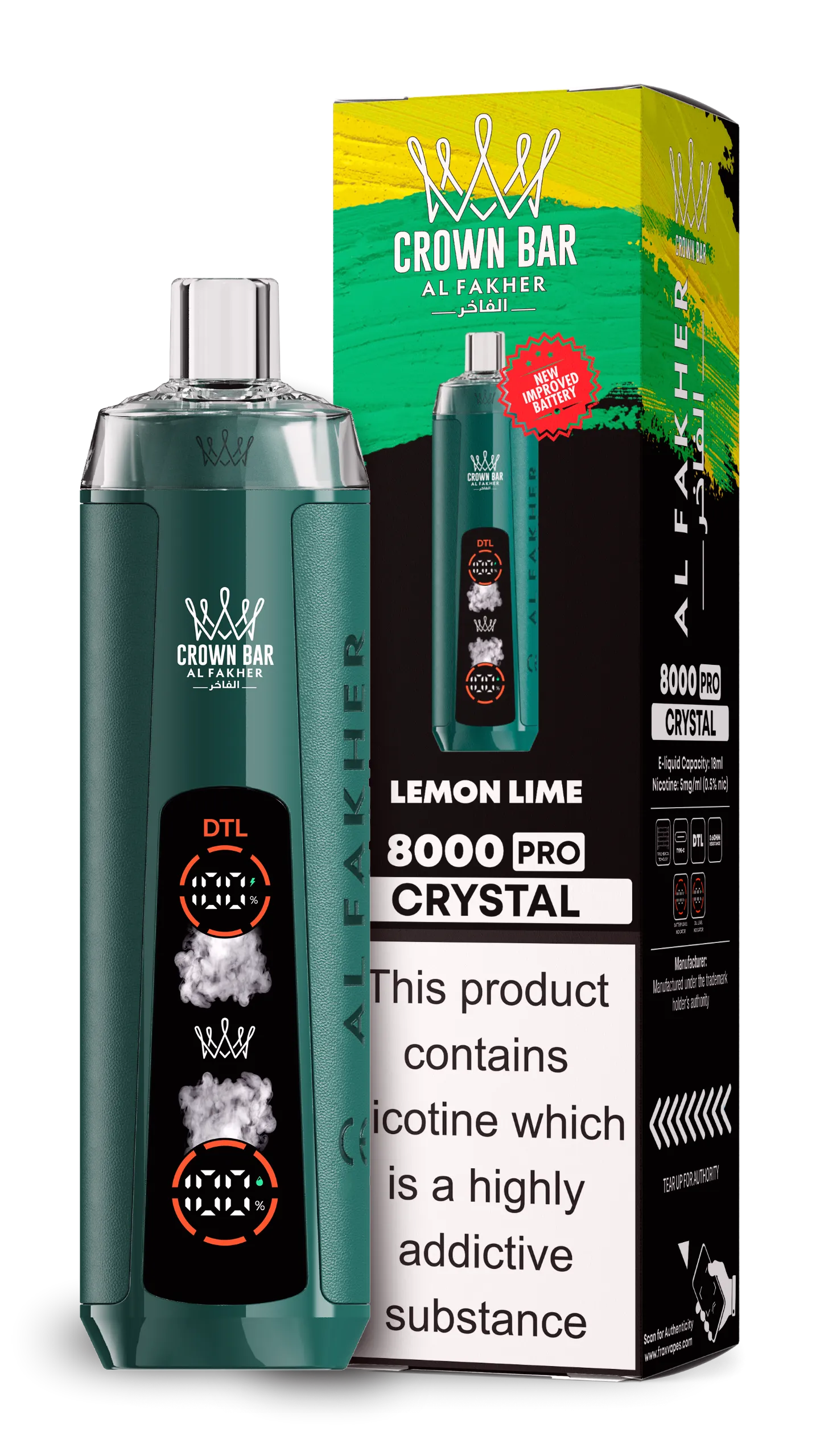 al-fakher-8000-crystal-8000-puffar-lemon-lime AL Fakher 8000 Crystal – Lemon Lime - 使い捨てVAPE製品画像 | vapes