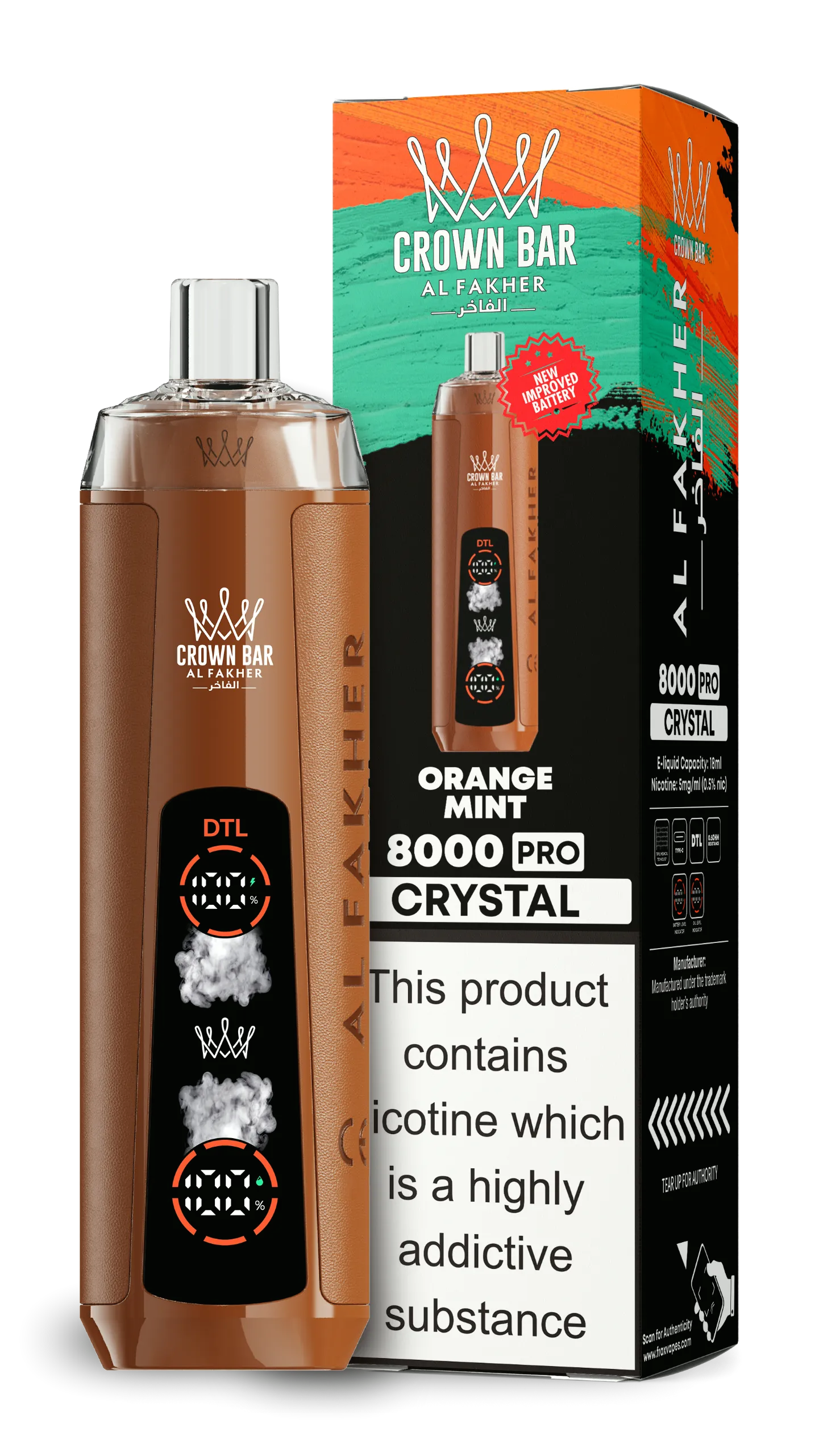 al-fakher-8000-crystal-8000-puffar-orange-mint AL Fakher 8000 Crystal – Orange Mint - 使い捨てVAPE製品画像 | vapes
