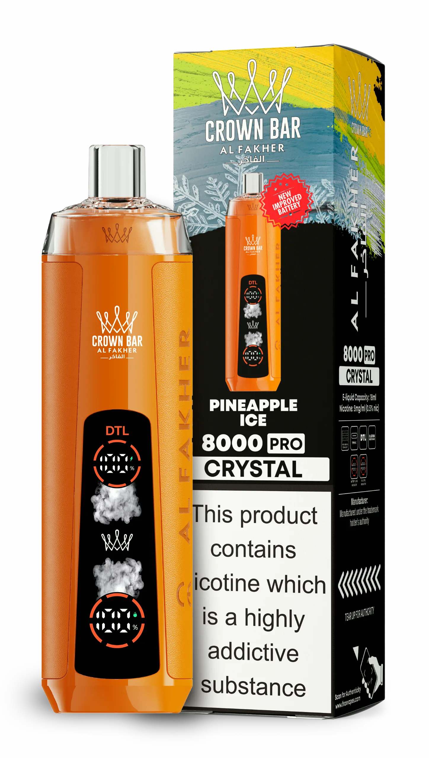 al-fakher-8000-crystal-8000-puffar-pineapple-ice AL Fakher 8000 Crystal – Pineapple Ice - 使い捨てVAPE製品画像 | vapes