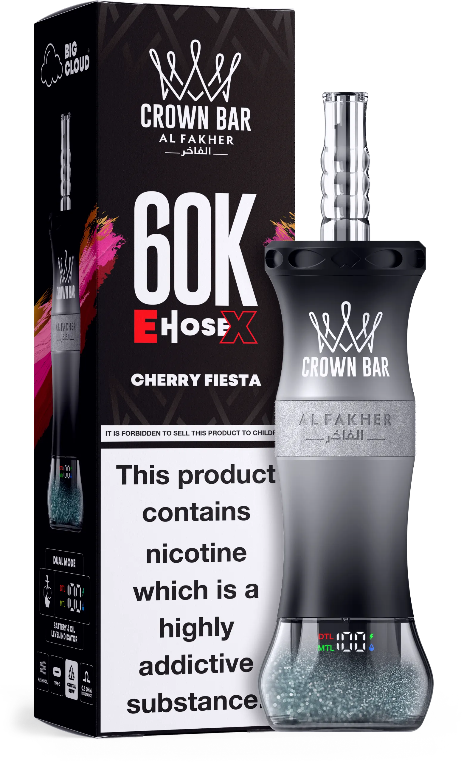 al-fakher-crown-bar-e-hose-x-60000-puffar-cherry-fiesta AL Fakher Crown Bar 60000 – Gum Mint - VAPE 製品画像