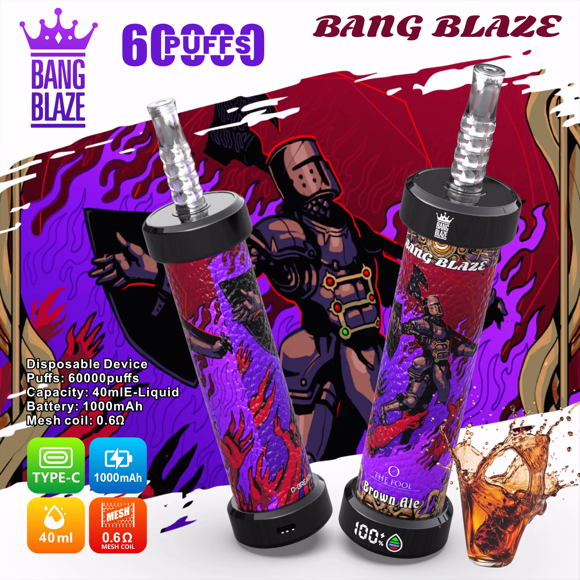 brown ale-Bang blaze 60k shisha vape brown ale-Bang blaze 60k shisha VAPE