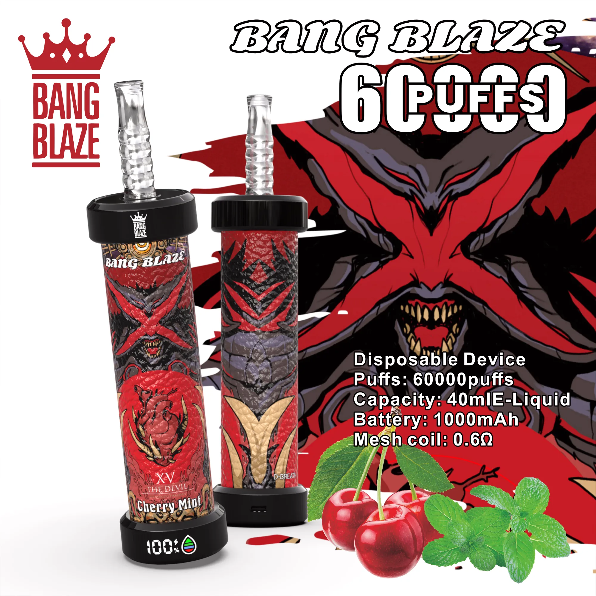 cherry mint-Bang blaze 60k shisha vape cherry mint-Bang blaze 60k shisha VAPE