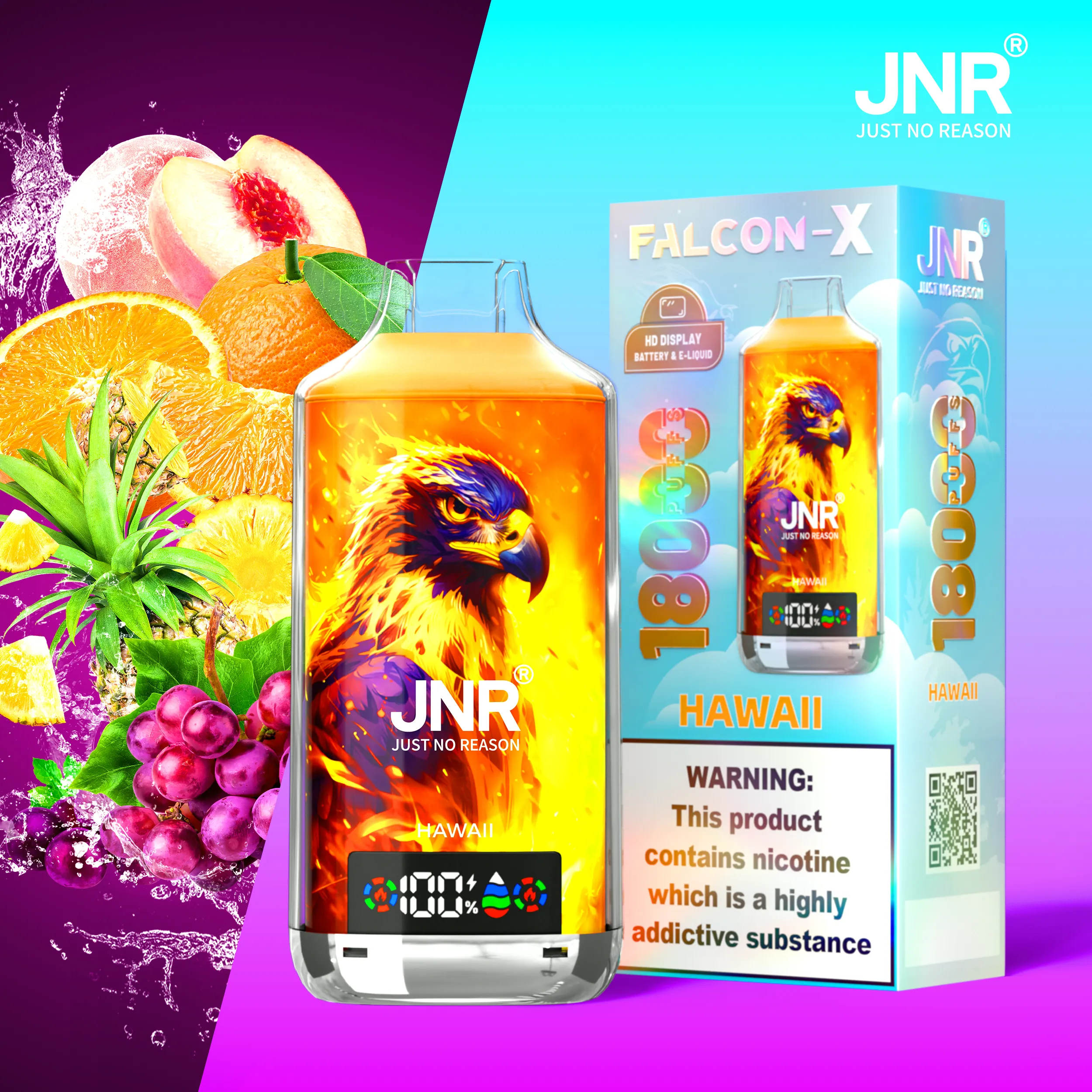 jnr-falcon-x-18000-puffar- Hawaii JNR Falcon-X 18000 Hawaii 使い捨てVAPE