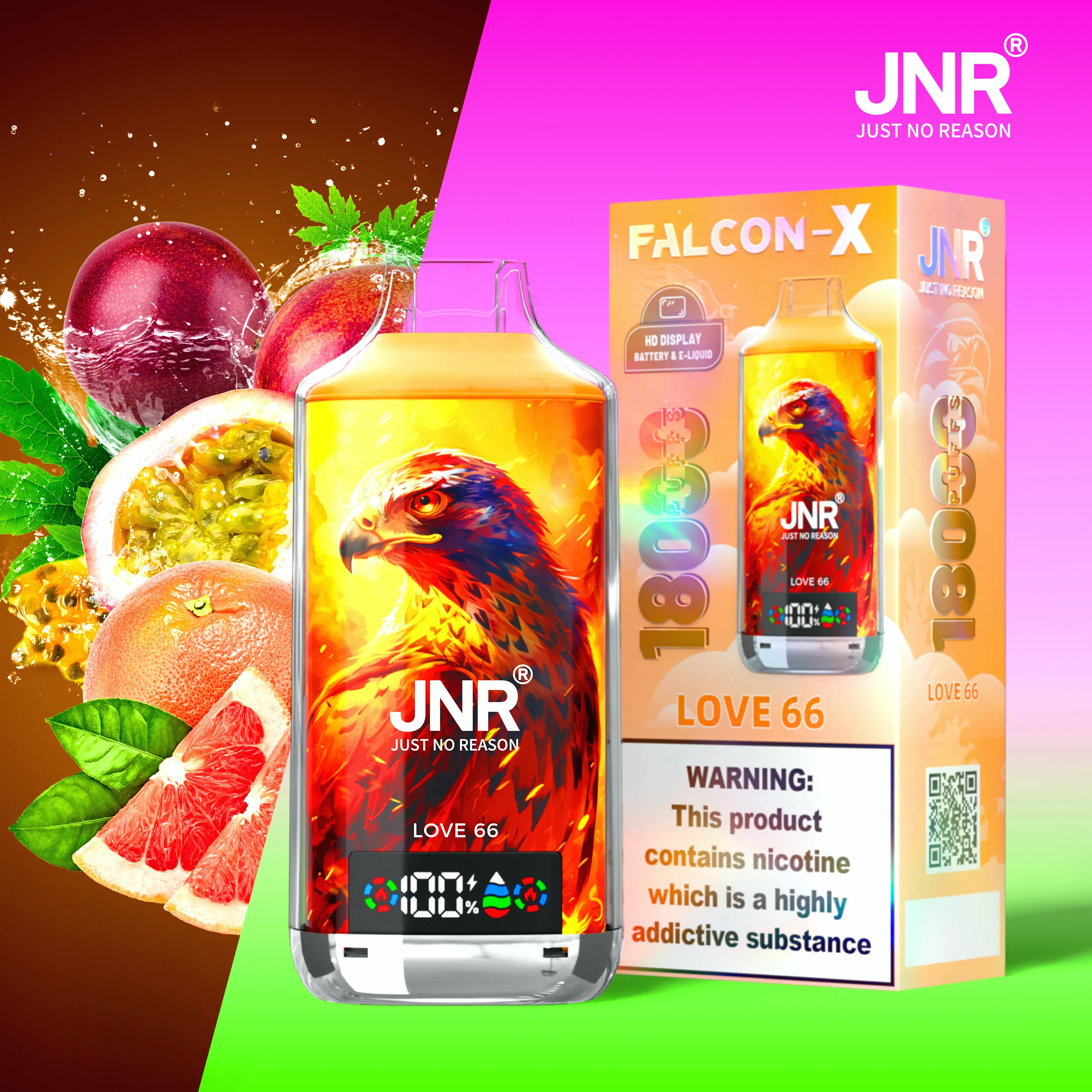 jnr-falcon-x-18000-puffar-Love 66 JNR Falcon-X 18000 Love 66 使い捨てVAPE