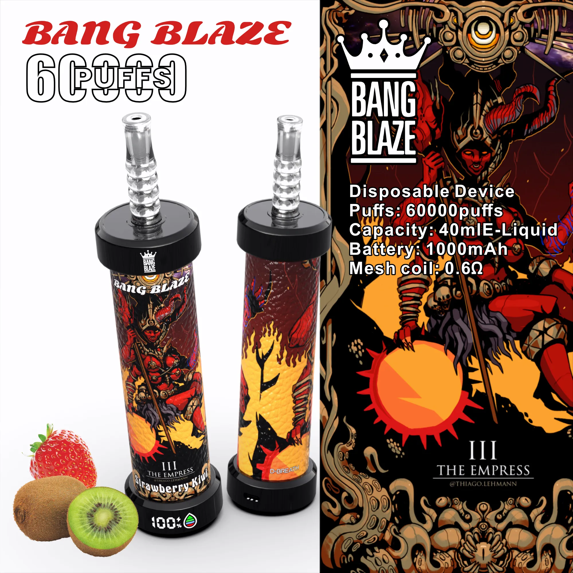 strawberry kiwi-Bang blaze 60k shisha vape strawberry kiwi-Bang blaze 60k shisha VAPE